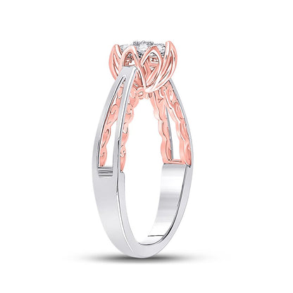 10k Two-tone Gold Round Diamond Cluster Bridal Engagement Ring 1/5 Cttw