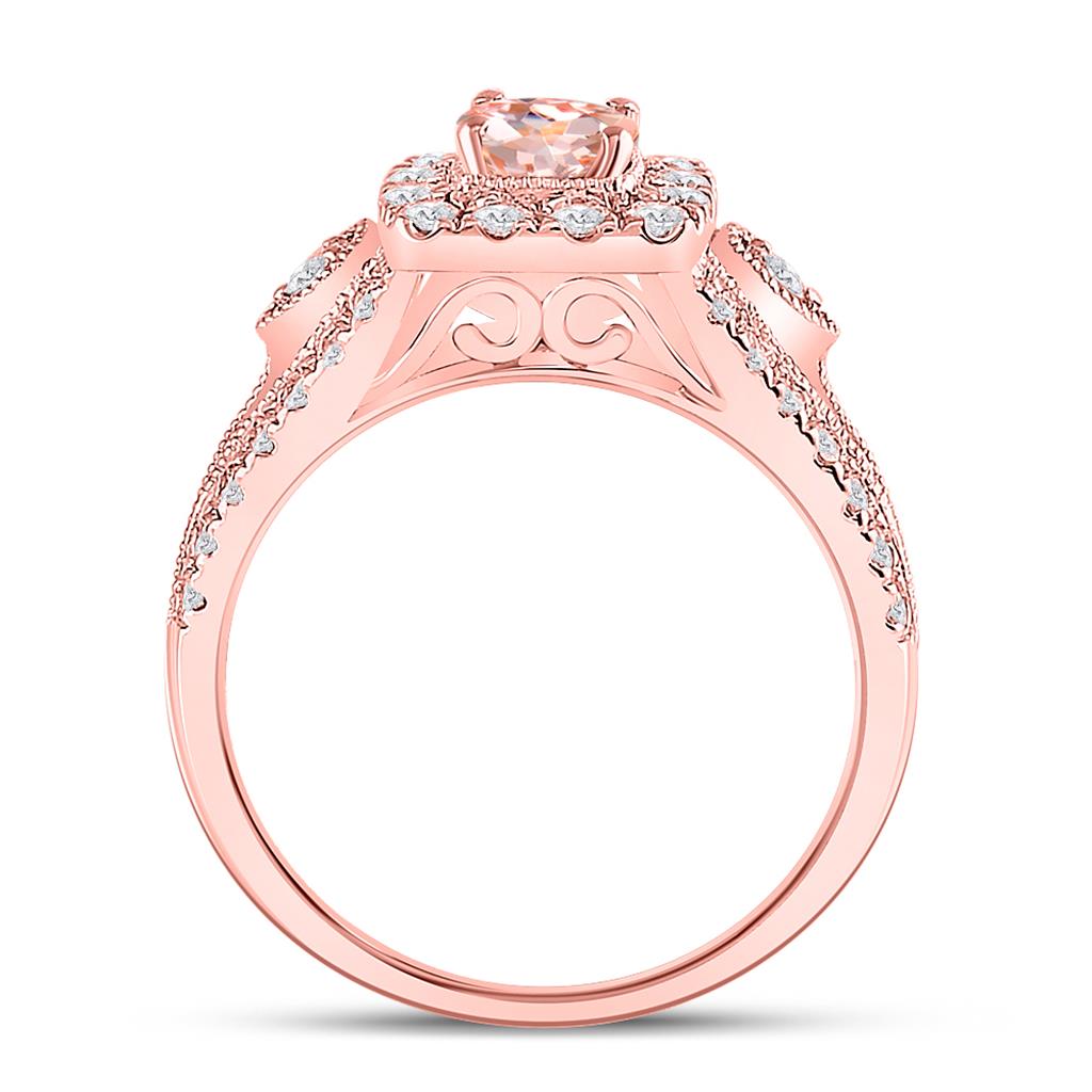 10k Rose Gold Round Morganite Solitaire Bridal Engagement Ring 1-1/5 Cttw