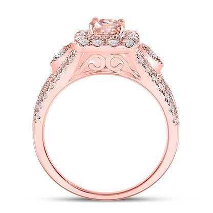 10k Rose Gold Round Morganite Solitaire Bridal Engagement Ring 1-1/5 Cttw