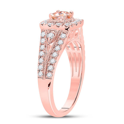 10k Rose Gold Round Morganite Solitaire Bridal Engagement Ring 1-1/5 Cttw
