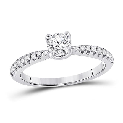 14k White Gold Round Diamond Solitaire Bridal Engagement Ring 3/4 Cttw (Certified)