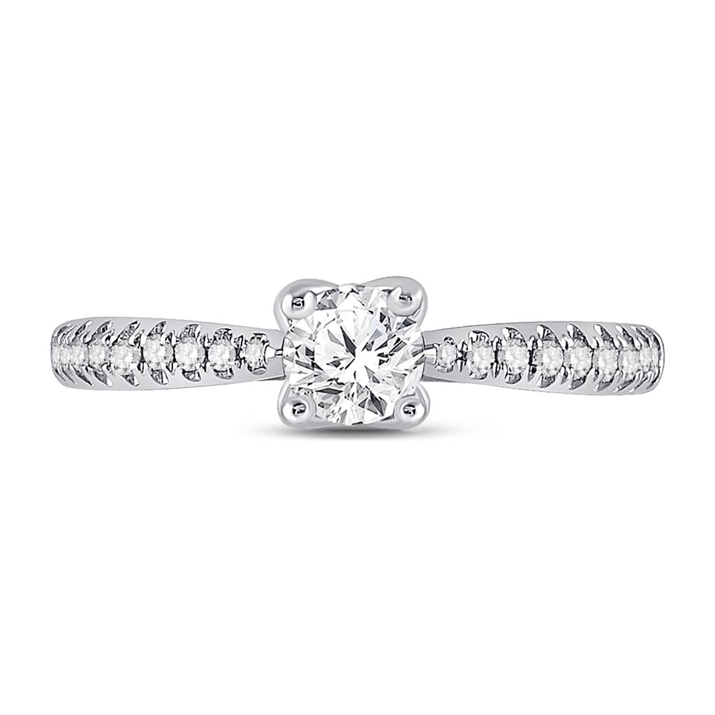 14k White Gold Round Diamond Solitaire Bridal Engagement Ring 3/4 Cttw (Certified)