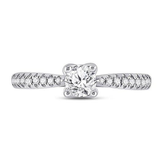 14k White Gold Round Diamond Solitaire Bridal Engagement Ring 3/4 Cttw (Certified)