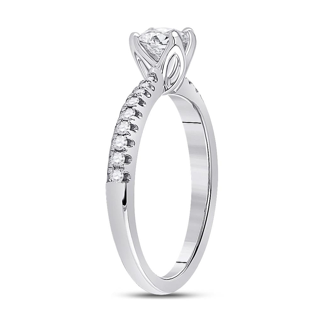 14k White Gold Round Diamond Solitaire Bridal Engagement Ring 3/4 Cttw (Certified)