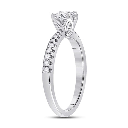 14k White Gold Round Diamond Solitaire Bridal Engagement Ring 3/4 Cttw (Certified)