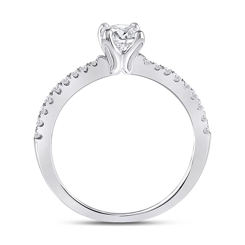 14k White Gold Round Diamond Solitaire Bridal Engagement Ring 3/4 Cttw (Certified)