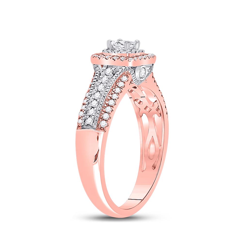 14k Two-tone Gold Princess Diamond Halo Bridal Engagement Ring 1/2 Cttw