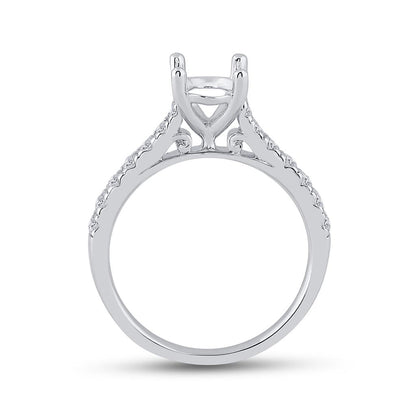 14kt White Gold Semi-Mount Engagement Ring for 3/4 Oval Solitaire - 3/8 Cttw