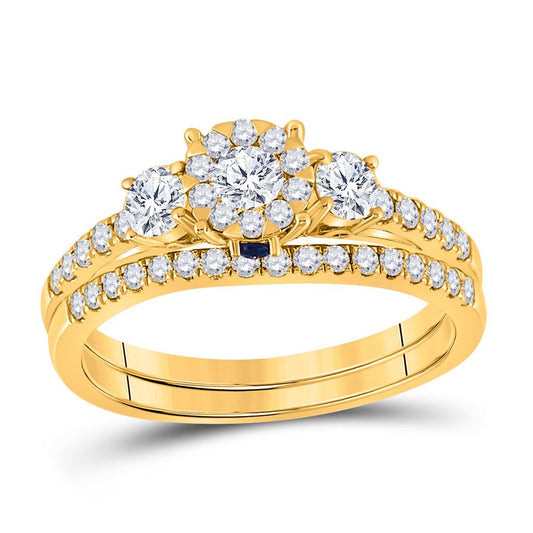 7/8CTW-Diamond 1/20CT- SAPPHIRE CHERIE BRIDAL SET