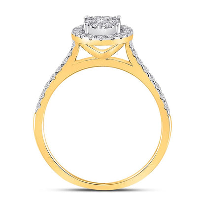 10k Yellow Gold Round Diamond Cluster Bridal Engagement Ring 1/2 Ctw