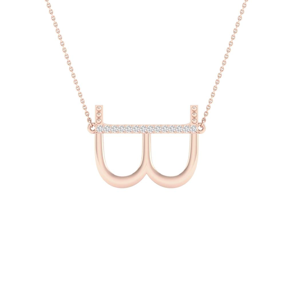10k Rose Gold Round Diamond Initial B Letter Necklace 1/20 Cttw