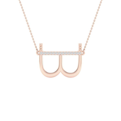 10k Rose Gold Round Diamond Initial B Letter Necklace 1/20 Cttw