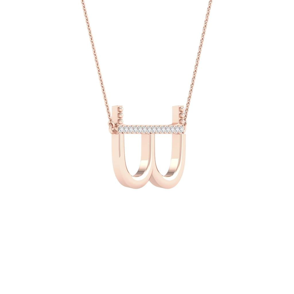 10k Rose Gold Round Diamond Initial B Letter Necklace 1/20 Cttw