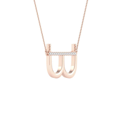10k Rose Gold Round Diamond Initial B Letter Necklace 1/20 Cttw
