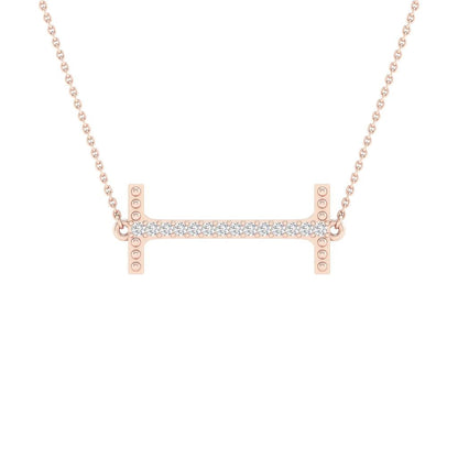 10k Rose Gold Round Diamond Initial I Letter Necklace 1/20 Cttw