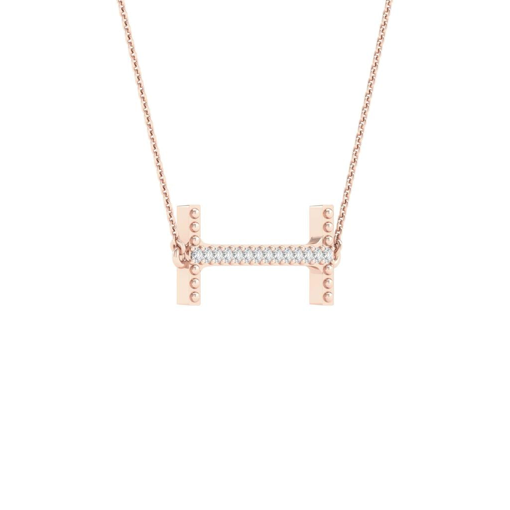 10k Rose Gold Round Diamond Initial I Letter Necklace 1/20 Cttw