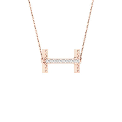 10k Rose Gold Round Diamond Initial I Letter Necklace 1/20 Cttw