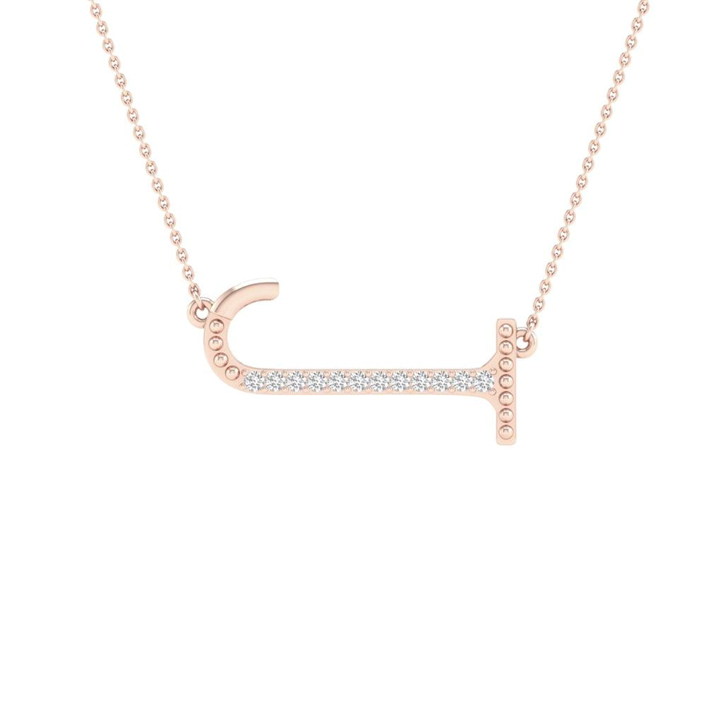 10k Rose Gold Round Diamond Initial J Letter Necklace 1/20 Cttw