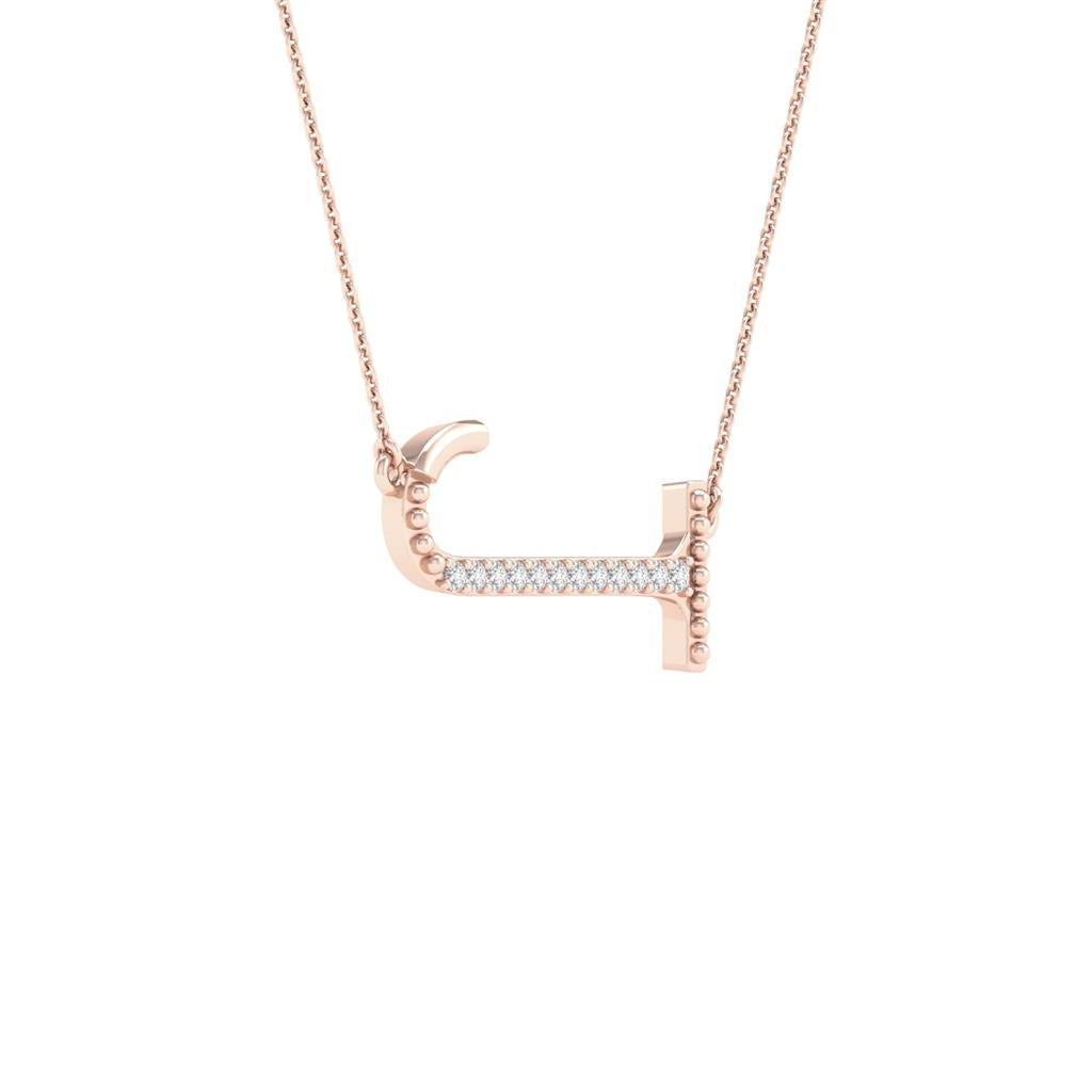 10k Rose Gold Round Diamond Initial J Letter Necklace 1/20 Cttw