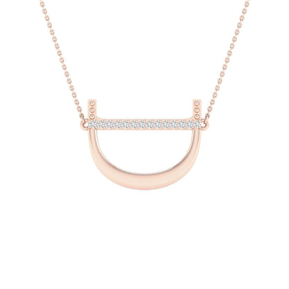 10k Rose Gold Round Diamond Initial D Letter Necklace 1/20 Cttw