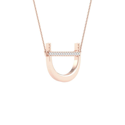 10k Rose Gold Round Diamond Initial D Letter Necklace 1/20 Cttw
