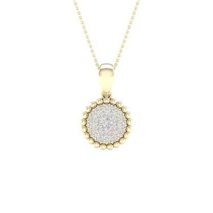 10k Yellow Gold Round Diamond Cluster Pendant 1/6 Cttw