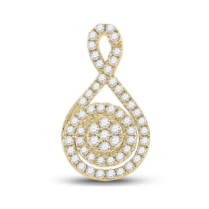 14k Yellow Gold Round Diamond Cluster Pendant 1/4 Cttw