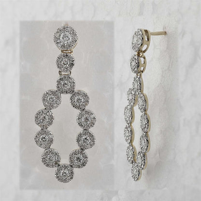 10k Yellow Gold Round Diamond Dangle Earrings 1-1/4 Cttw