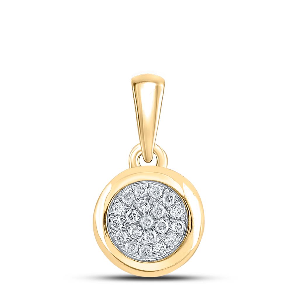 10k Yellow Gold Round Diamond Cluster Pendant 1/6 Cttw