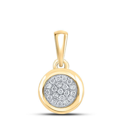 10k Yellow Gold Round Diamond Cluster Pendant 1/6 Cttw