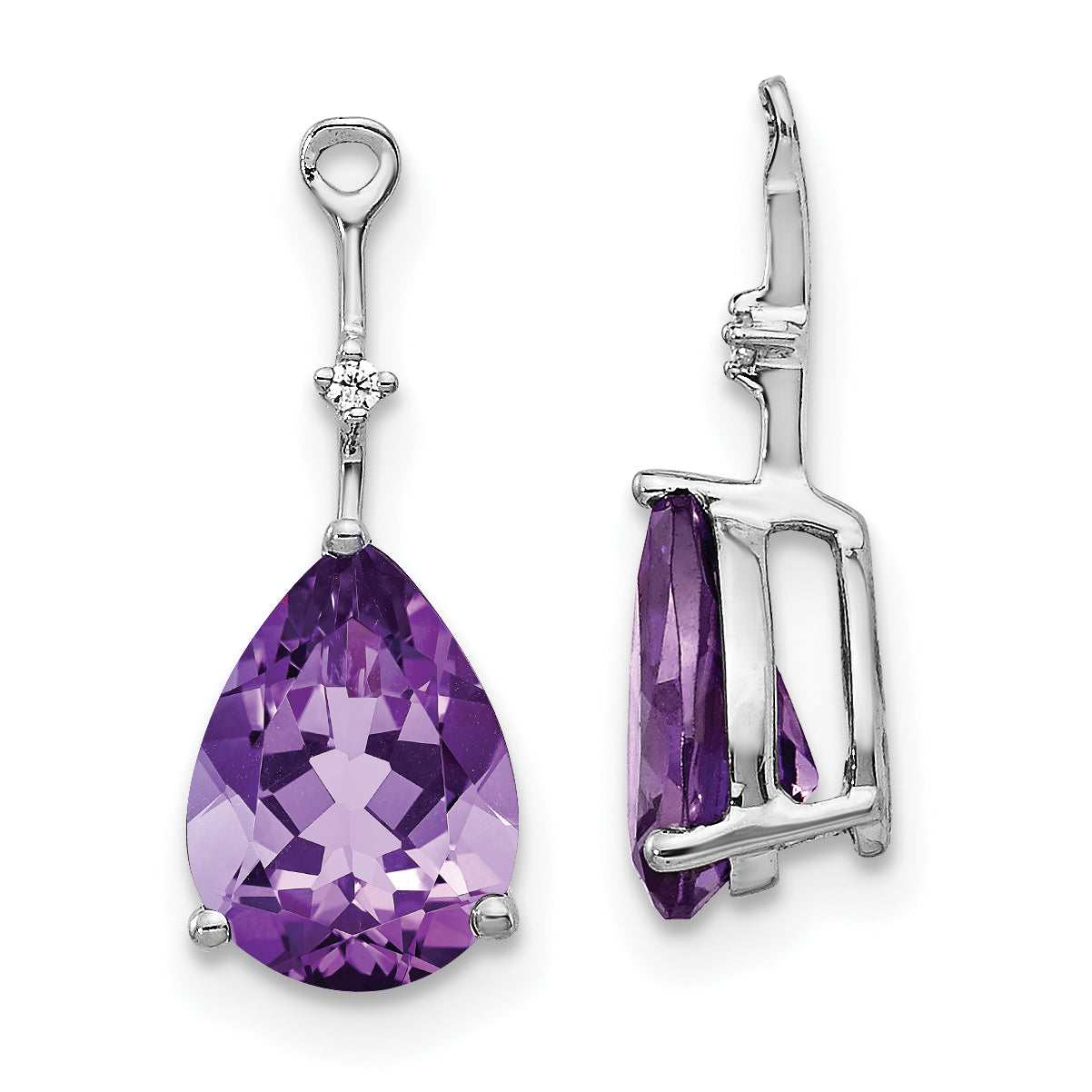 Natural Diamond u0026 Pear Shaped Amethyst Drop Earring Jackets in 14K White Gold