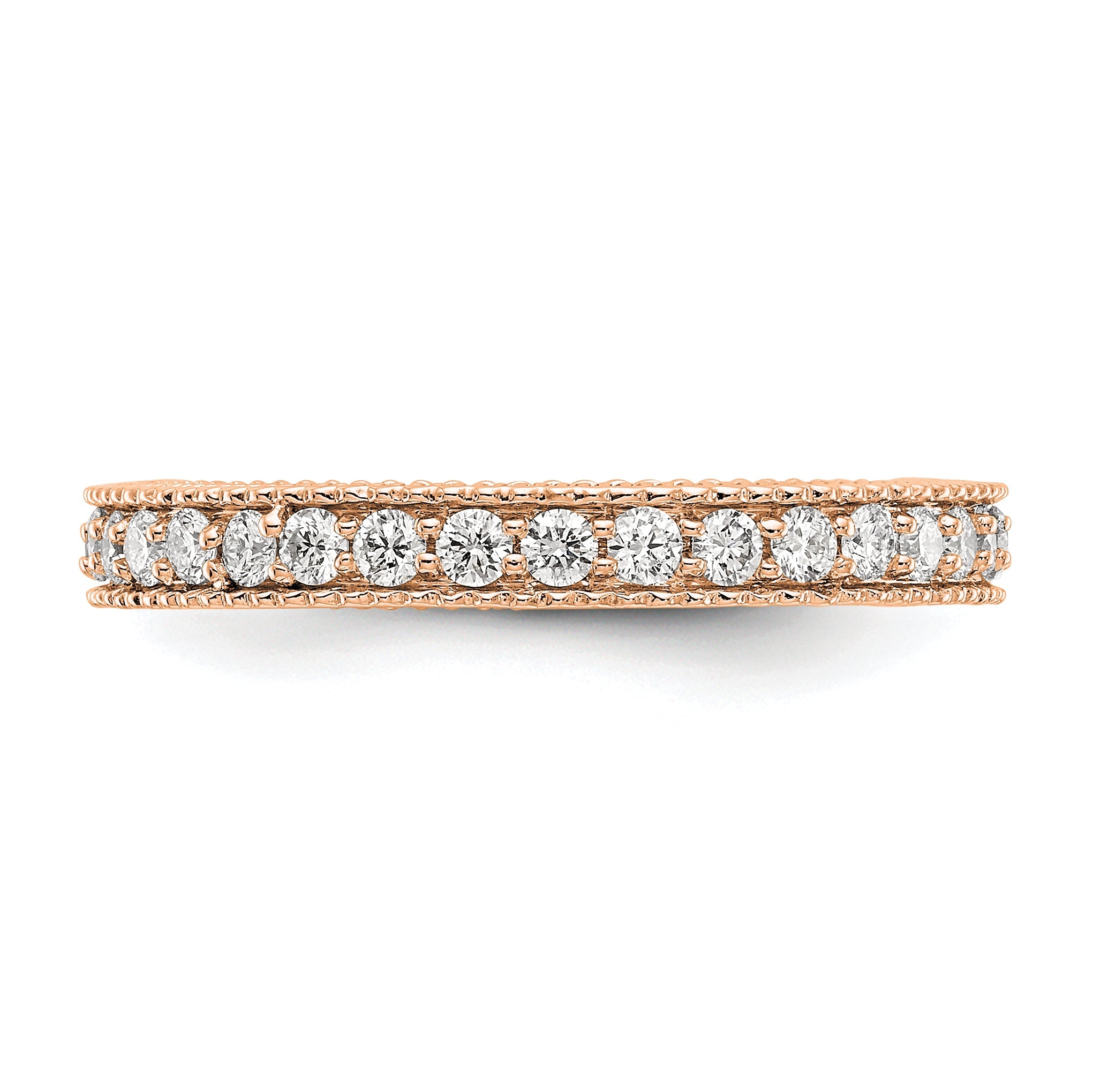 14k Rose Gold Polished 3/4CT Milgrain Edge Diamond Eternity Band
