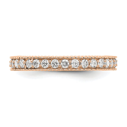 14k Rose Gold Polished 3/4CT Milgrain Edge Diamond Eternity Band