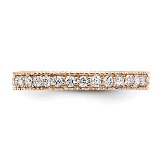 14k Rose Gold Polished 3/4CT Milgrain Edge Diamond Eternity Band