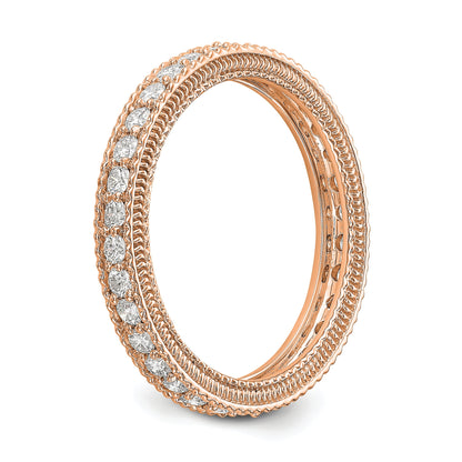 14k Rose Gold Polished 3/4CT Milgrain Edge Diamond Eternity Band