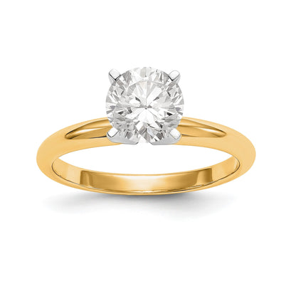 Natural Diamond Knife Edge Style Four Prong Solitaire Engagement Ring in 14K Yellow u0026 White Gold