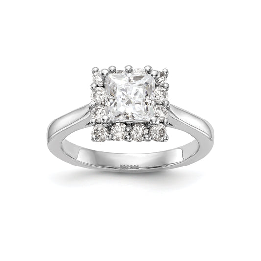 14kw Princess Halo Engagement Simulated Diamond Ring