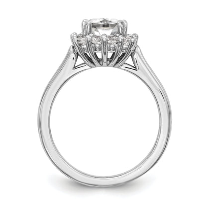 14k White Gold Cushion Halo Engagement Simulated Diamond Ring