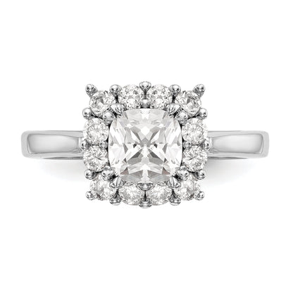 14k White Gold Cushion Halo Engagement Simulated Diamond Ring