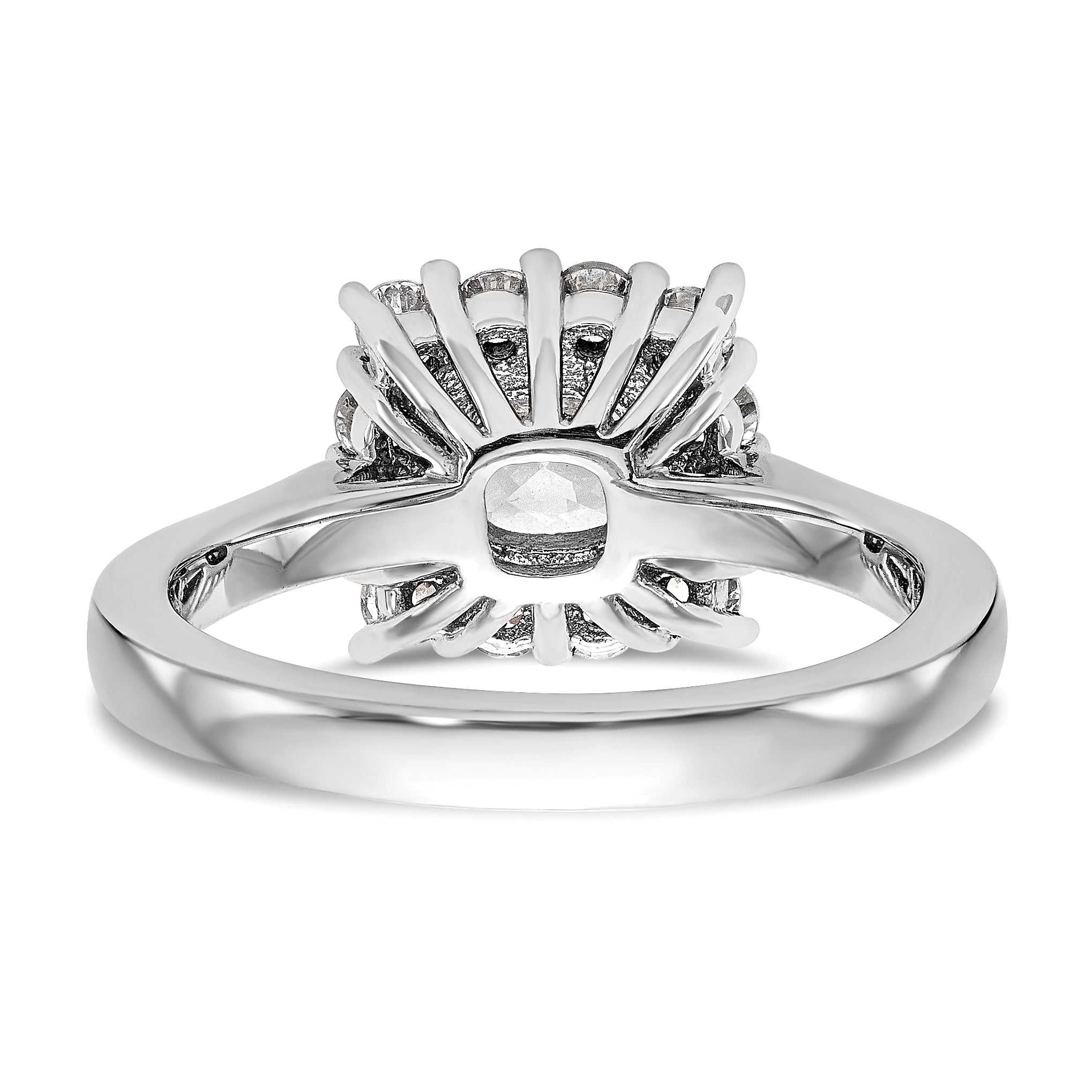 14k White Gold Cushion Halo Engagement Diamond Ring