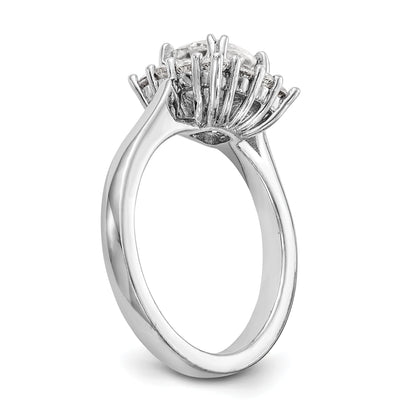 14k White Gold Cushion Halo Engagement Simulated Diamond Ring