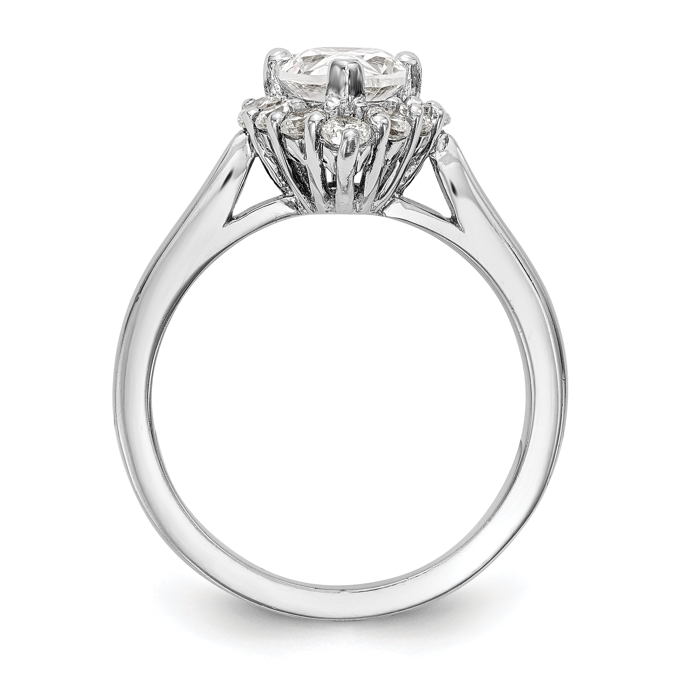 14k White Gold Pear Halo Engagement Simulated Diamond Ring