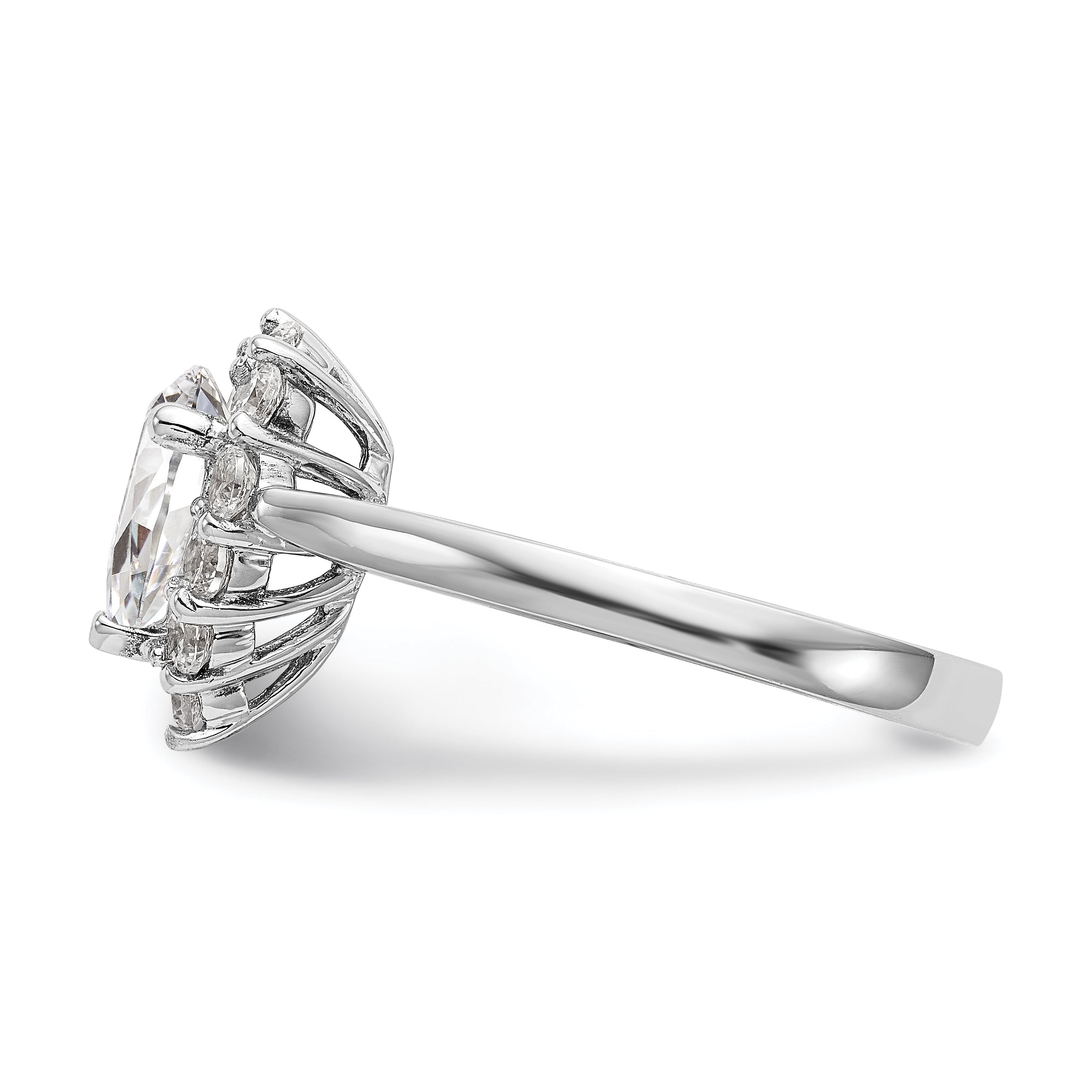 14k White Gold Pear Halo Engagement Simulated Diamond Ring