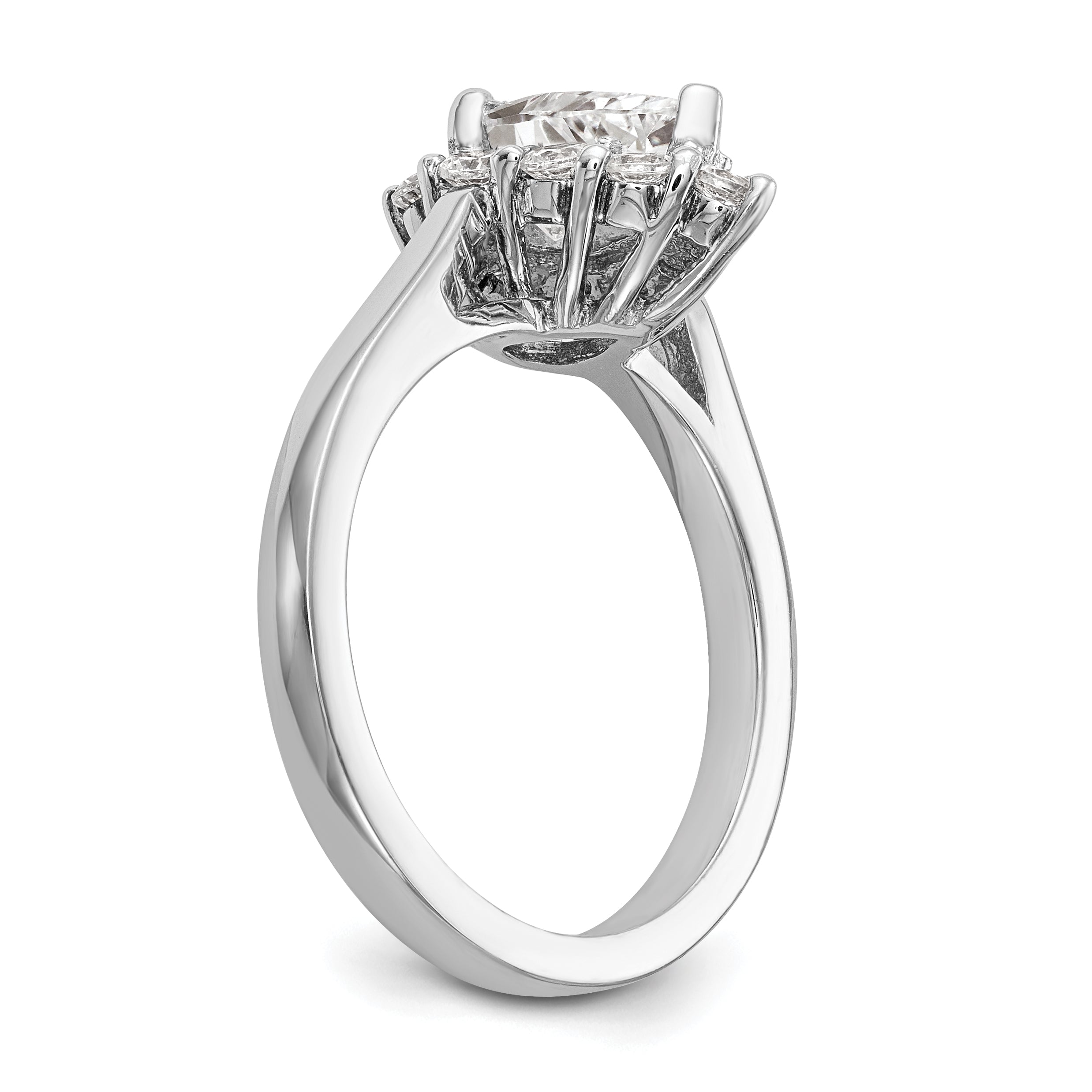14k White Gold Pear Halo Engagement Simulated Diamond Ring