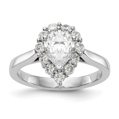 14k White Gold Pear Halo Engagement Simulated Diamond Ring