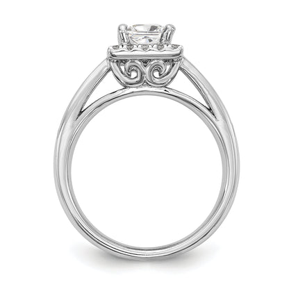 14k White Gold  Princess Halo Simulated Diamond Engagement Ring