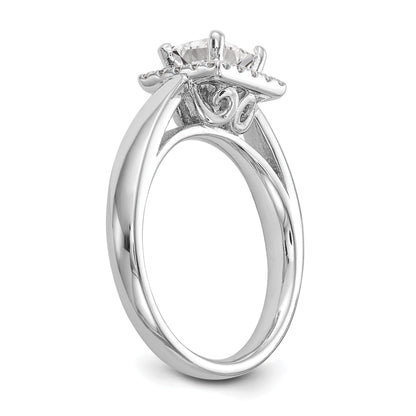 14k White Gold  Princess Halo Simulated Diamond Engagement Ring