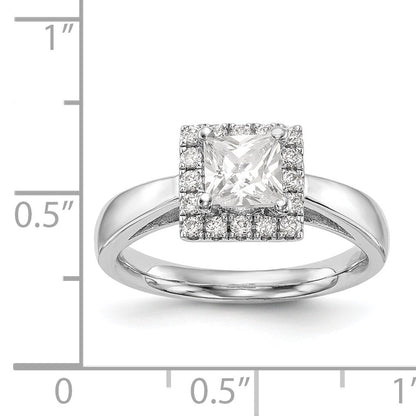 14k White Gold  Princess Halo Simulated Diamond Engagement Ring