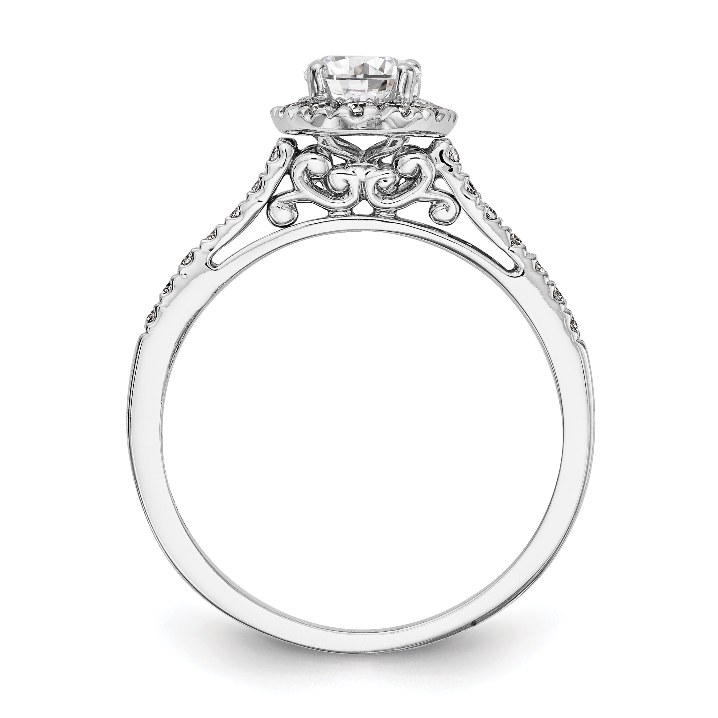 1/3 Ct. Natural Diamond Semi-mount Oval Halo Engagement Ring in 14K White Gold