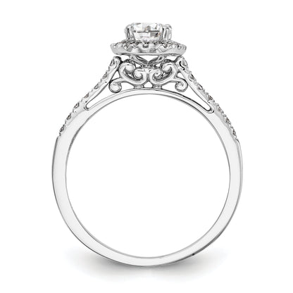 1/3 Ct. Natural Diamond Semi-mount Oval Halo Engagement Ring in 14K White Gold